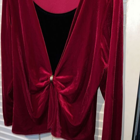 Notations, red and black blouse with attached cardigan size extra large - Picture 2 of 7